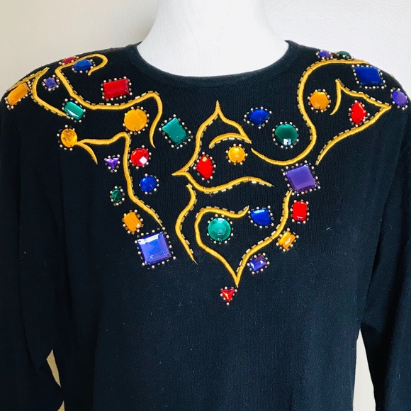 Retro jewel covered sweater - Picture 2 of 5